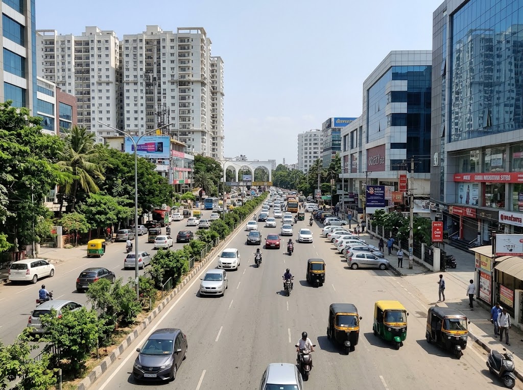 Bannerghatta Main Road traffic and commercial infrastructure Bangalore